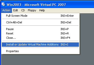 Installer Virtual PC Addons når du har installeret operativsystemet på en ny virtuel pc instans